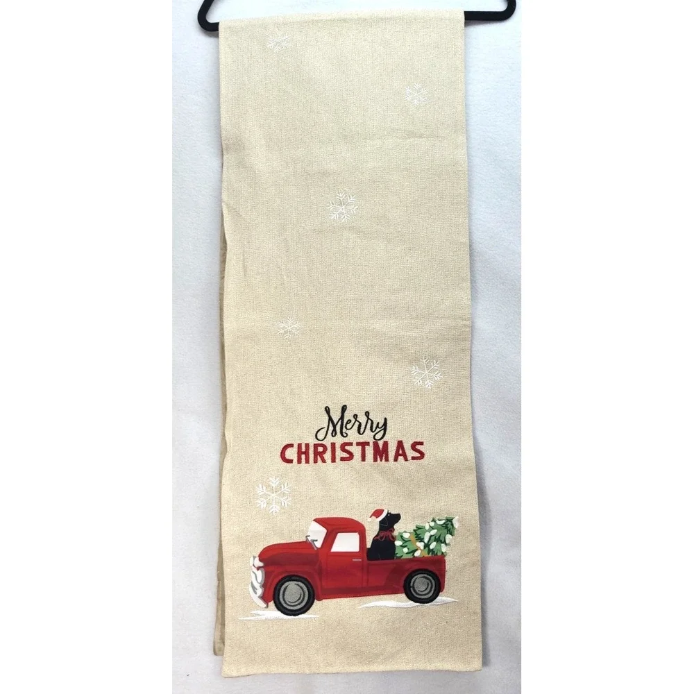Farmhouse Christmas Red Plaid Truck W/Red Buffalo Trim Table Runner 13in‎ X 68in